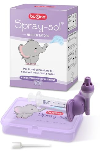 Buona Spray Sol Dispositivo Medico per Lavaggi Nasali Bambini e Adulti Nebulizzatore per Lavaggi Neonato, a Partire dai 3 Mesi di Età, per Vie Respiratorie, Lavaggio Nasale Bambini