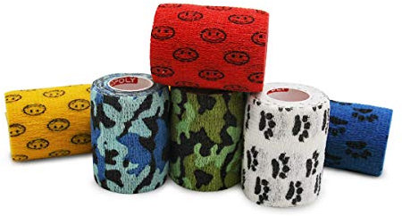 GSPCARE Tierverband Selbstklebend 5 cm x 4,5 m, 6 Rollen Selbsthaftende Bandage Elastisch Kohäsiver Verband, Haftbandage für Schwellungen der Knöchelverstauchungen am Handgelenk