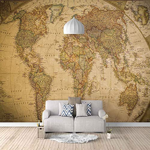 FVGKYS Wandbilder Schlafzimmer Erwachsene Kinder Tapete Plakate 3D Vintage Weltkarte Selbstklebend Wandgemälde Wandtattoo Kunst Dekoration Für Wohnzimmer Küche Wanddekoration 350x256cm