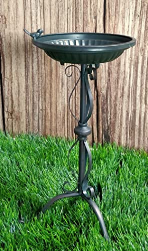 DARO DEKO Metall Vogel-Tränke anthrazit 68cm Vogelbad Wassertränke Gartendekoration