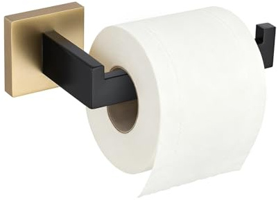 TURS Handtuch Kleiderhaken Single Hanger Holder Edelstahl Matt schwarz + Gold 304 Edelstahl Chrom-Finish Handtuchhaken Wandmontage 2-Pack Dusche Küche Badezimmer(Toilettenpapierhalter)