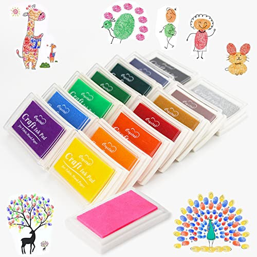 Zhongtou 15 Farben Stempelkissen Bunt Fingerabdrucke Set 7,5 x 5,5 cm Fingerstempelfarbe Kindes Ungiftig Abwaschbar Stamp Pad für Papier Stoff Handwerk Malerei Scrapbooking Silikonstempel