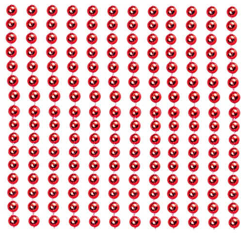 AKH® Weihnachtsperlenkette | 2,7 m Länge | 8 mm Metallic-Perlen | Weihnachtsbaumperlen Girlande Dekoration | Xma Perlengirlande für Weihnachtsbaumschmuck (rot)
