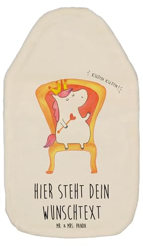 Mr. & Mrs. Panda Personalisierte Wärmflasche Einhorn Prinzessin - Weiß