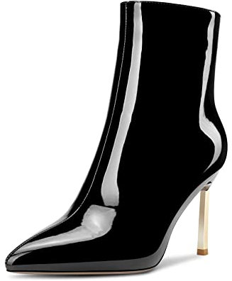 Saekcted Donna Spillo Alto High Tacco Heel a Punta Stivaletti Slip-on Cerniera Feste Cute Classico Stivali Nero 44 EU