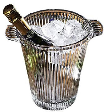 SeauSeau à Glace avec Couvercle et Pinces à glaceÉlégant Seau à Glace en Cristal Seau à Glace en Verre avec poignée Bière Seau à Champagne Ice Cube B