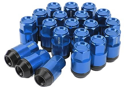 Radmuttern für Reifen, M12x1,5 19mm L42mm Radmuttern Hochfest, Rostfrei, Professionell, Universell Ersatz für (Blau)