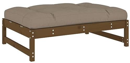vidaXL Gartenhocker, Sitzhocker mit Kissen Latten-Design, Modular Holz Hocker für Garten Terrasse, Fußhocker Gartenmöbel, Honigbraun Massivholz Kiefer