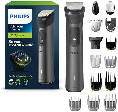 Philips Series 7000 All-in-one Trimmer, 15-in-1 Multigroom for face, Head and Body, One Tool - Ultimate Precision, 26 Length Settings (0.5-20 mm) (Model MG7950/15)