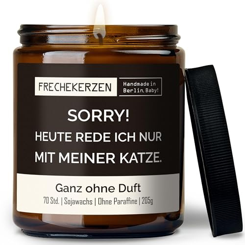 Lustige Duftkerze mit Spruch für Katzen Besitzer & Liebhaber | Handgemacht aus Sojawachs | In Geschenkbox | Nachhaltiges Valentinsgeschenk Gastgeschenk Katzenhalter Cat Lovers |Ohne Duft