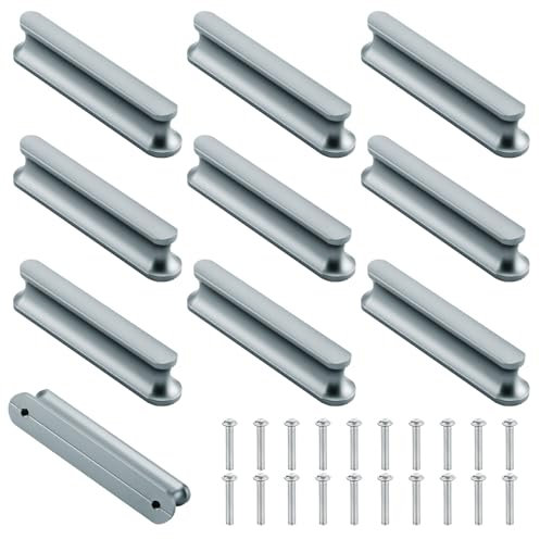 Mynoozi 10 Stück 80mm Long (64mm Lochabstand) Möbelgriffe, Griffe für Küchenschränke, Schrankgriffe Türgriffe Küche Stangengriff Schubladengriffe für Schrank, Möbel, Küche, Schublade (Grau)