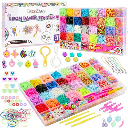 Dex Store 2500+ Loom Bands Kits for Girls & Boys, Features Premium Quality Colorful Rubber Loom Band Set in 32 Colors with Accessories for Friendship Bracelet Making Kit, Great Gift for Kids