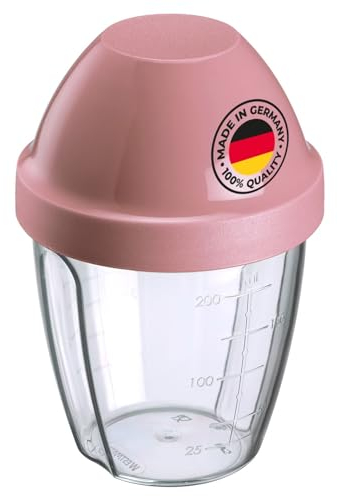 Westmark recipiente/shaker con disco mezclador extraíble, capacidad: 0,25 l, altura: 12,8 cm, plástico, sin BPA, Mix-Ei, color: transparente/rosa, 3089227P