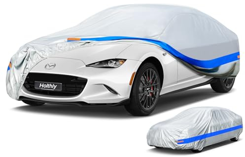 Holthly Autoabdeckung Wasserdicht Atmungsaktiv,Auto-Abdeckplane für Vollgarage,Regen,Sonne,Staub und UV-Schutz.Autoplane passend für BMW Z3,FIAT 124,Mercedes SLK SLC,Mzda MX-5 Miata,usw.3S