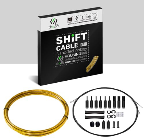 Chooee 2xPro Bowdenzug Fahrrad Set，Schaltungszug Fahrrad Für Shimano/SRAM Schaltzugset,Golden