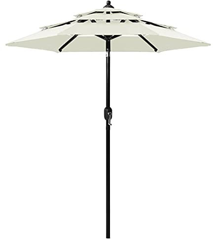 Gecheer Ombrellone a 3 Livelli con Palo in Alluminio Sabbia 2 m,Ombrellone da Spiaggia Portatile,Ombrelloni da Giardino,Ombrelloni da Esterno,Ombrelloni da Spiaggia Mare Balcone,#2