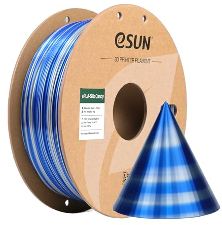 eSUN Silk Candy PLA Filament 1.75mm, Silky Multicolored 3D Drucker Filament PLA, Gradient Changing 1KG Spule (2.2 LBS) für 3D Drucker, Silber Blau
