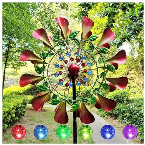 Solar Garten Windrad 210cm Groß Magische WindmüHle Aus Metall Groß XXL FüR Den AußEnbereich,Terrasse