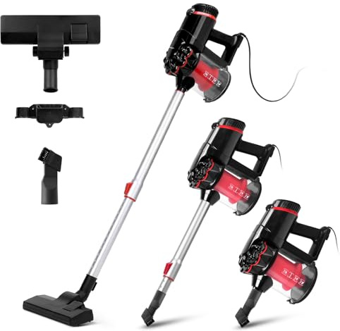 Aigostar Aspirador de Mano y Vertical 3 en 1. Potencia 600W, Filtro HEPA. Aspirador Tubo telescópico, Cepillo de Suelo y Accesorio de Boquilla Estrecha.