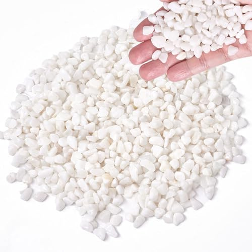 1 kg av vita trädgårdsstenar, 0,7–0,9 cm - Dekorativa stenar för trädgård, vita trädgårdsstenar, trädgårdsstenar, stenar för blomkrukor, trädgårdstenar, dekorativa vasstenar av Sewokon