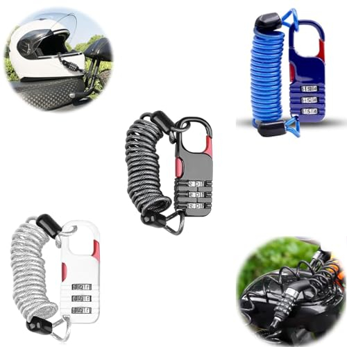 Gloryit Fahrradschloss Kabelschloss Helmschloss,Fahrradschloss-Tragbares Diebstahlsicherungs 3-Digital Sicherheitscode Kombinationskabel Helmschloss,für Gepäck, Motorräder, Roller,Autotüren,Garagen