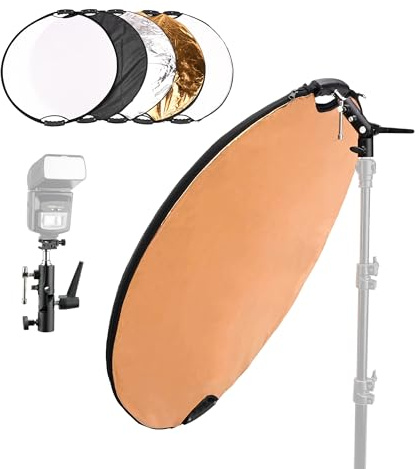 TENBEST Light Reflector Kit Including 32/80cm 5-in-1 Collapsible Reflector & Universal Bracket & Cold Shoe Mount for Studio & Outdoor Photography Lighting