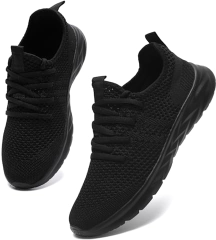 AZSDXS Scarpe da Ginnastica Donna Sportive Sneakers Comode Corsa Palestra Scarpe Respirabile Tennis Camminare Fitness Scarpe Antiscivolo Nero 39