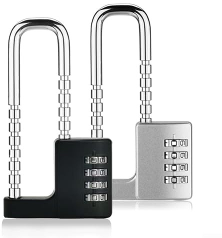 snowchecking Combination Padlock, Adjustable Long Shackle Combination Padlock Cupboard Combination Locks for Locker, Closet, Double Doors, Fences, Luggage Locks(Black)