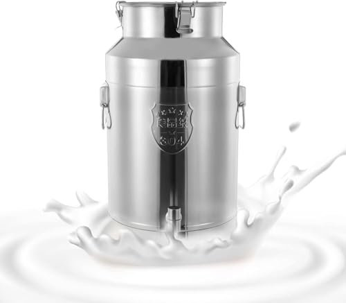 CWCQGH 35L Stainless Steel Milk Churn Can Jug Canister With Lid Milk Liquid Storage With Thickened Lid