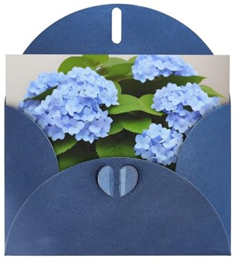 Blue WHJDPP Carte de vœux imprimée hortensia – Papier nacré haut de gamme avec éclat nacré et effet étincelant éblouissant