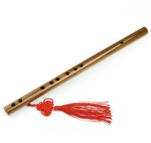 Bamboo Piccolo Flute Without Membrane Hole Short Transverse Flute Traditional Chinese Woodwind Musical Instrument for Beginners (Key G/15inch)