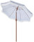 Yaheetech Parasol de Jardin d'extérieur avec Franges, 236/275cm, Parasol Inclinable, Anti-UV/l'eau, avec Canopée Réglable, Manivelle, 8 Baleines, Housse Bleu et Blanc
