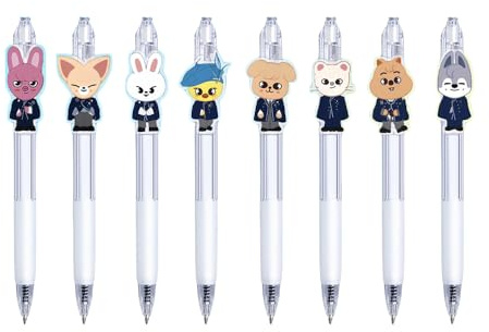 SCISSH 8Pcs Stray-kids 0.5mm Gel Pen Skzooo Skz Black Ink Pens Writing Pens Fans Gifts Set (C)