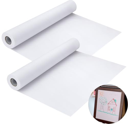 LOLYSIC 2 rollos de papel de dibujo, 38 cm x 30 m, rollos de papel blanco para pintar, bocetos, arte, caballete, rollo de papel para artistas principiantes adultos, 70 g/m²