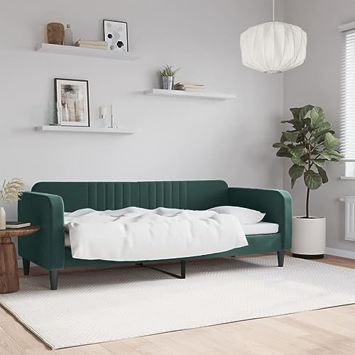 Qnhdfrt Tagesbett Dunkelgrün 80x200 cm Samt Modernes 2 in 1 Schlafsofa als Gästebett oder Daybed mit Metall Massivholz Gestell für Wohnzimmer und Schlafzimmer