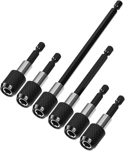 Vunanvu 6 PCS Portapuntas Magnético Universal, Portapuntas Hexagonal 1/4'', Portabrocas Magnetico 60/100/150mm, Porta Puntas para Atornillador, SoporteMagnético para Brocas, Portapuntas para Taladros