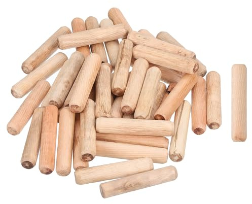 QUARKZMAN 50 Stück 1/2x2-3/8 (12mmx60mm) Holz Dübel Mit Rillen Und Schrägen Enden Verjüngte Hartholz Dübel Holzstifte Für Möbel DIY Bastelarbeiten
