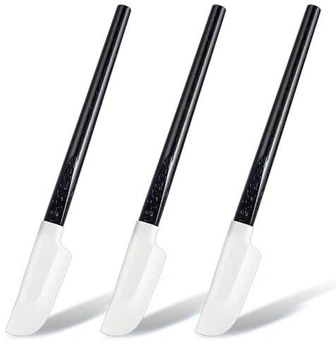 3PCS Silikon Teigschaber Klein, Hitzebeständiger Silikon Pfannenwender, Kleiner Küchen Silikonlöffel Zum Kochen silikonschaber Small Slim, Zum Backen, Rühren, Kochen 23cm Schwarz