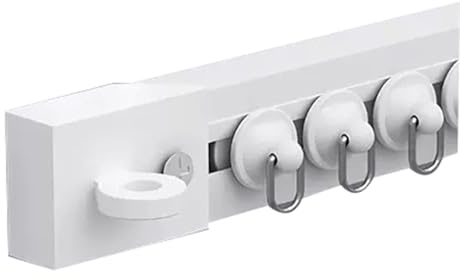 Selbstklebende Decken Vorhangschiene Vorhangschiene mit Stummen Rollen Müheloses Gleiten für Dusch Erker RV Raumteiler Vorhänge(White (side),150cm(59.1in))