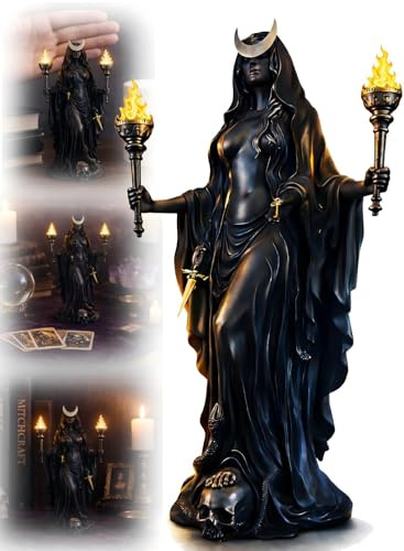 Hecate Statue,Underworld Hekate,The Witch of The Night,Hecate Greek Goddess with Her Hounds of Magic Resin Sculpture (B)