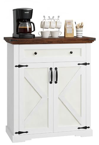 EOSVALO Küchenschrank, Sideboard mit Schubladen, Aufbewahrungsschrank mit Türen, Buffetschrank mit Verstellbarem Fachboden für Flur, Wohnzimmer, Esszimmer, 70,1 x 34 x 80 cm