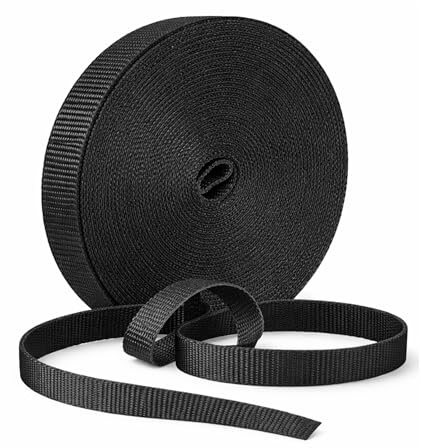 TELKES - Nastro avvolgibile per tapparelle, colore nero, 18 mm x 50 m, corda di ricambio morbida e rigida al tatto, resistente ai raggi UV e all'abrasione (nero, 18 mm, 50 metri)