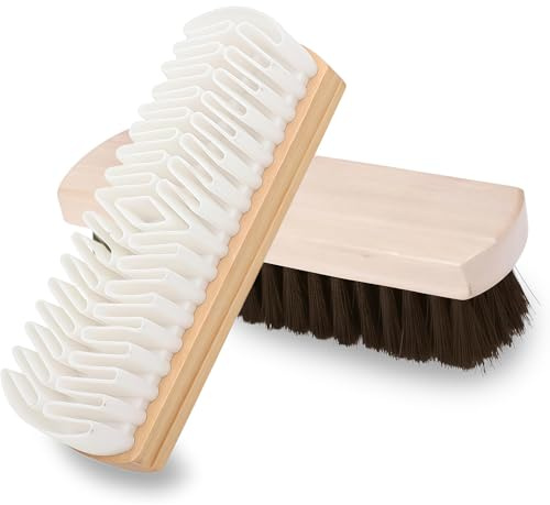Vesavifaka 2-Piece Suede Brush Horsehair, Shoe Cleaning Brush for Leather and Suede, Versatile Suede Brush Set for Cleaning