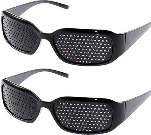 Weploda 2 stycken rasterglasögon ögonträning, hålglasögon, ögonträning för avkoppling, multilhålsglasögon, unisex rasterglasögon, för ögonträning för avkoppling synförbättring, svart