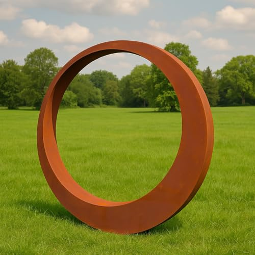 Zen Man 031510 Sculpture de jardin en métal rouillé Symbole de bonheur Décoration de jardin H 95 x 95 x 5 cm