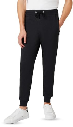 FM London Slim Fit-joggingbyxor för män – herrjoggingbyxor med blixtlåsfickor, idealiska för vardagskläder och sport – bekväma, mjuka joggingbyxor, Mörkgrått, S