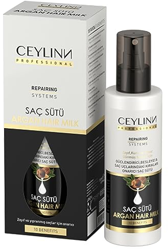 Ceylinn Professional – ARGAN hårmjölk – 10 fördelar – för svagt, torrt och skadat hår – stärkande, närande och reparerande mot rynkor på hårtopparna – 150 ml (1 styck)