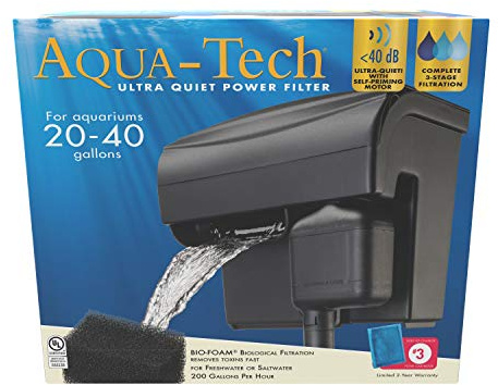 Aqua-Tech Ultra Quiet Power Filter, For Aquariums 20-40 Gallons