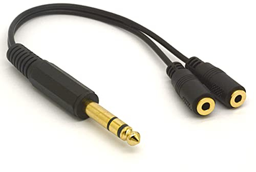 Tomost - Cavo splitter da 6,35 a 3,5 mm, jack stereo TRS da 1/4 maschio a doppio cavo adattatore a Y femmina (20 cm)