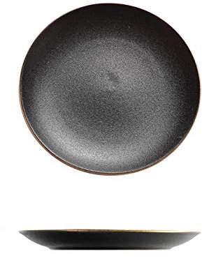 Platos Llanos Placa de porción de cerámica Grande, Filete de glaseado Mate Negro, Placa de Pasta, Placa de Cena Redonda Adecuada para Familia y Restaurante Platos ​de Comida (Size : 2pack)